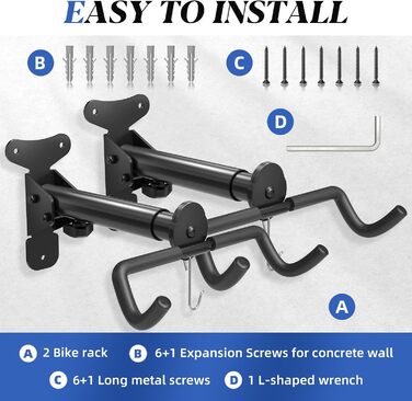 Настінний кріплення для велосипеда, металевий, 30кг, поворотний, з гачком для гаража