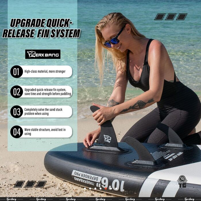 Надувний SUP-борд TIGERXBANG Defender-Pro, 320 см, чорний