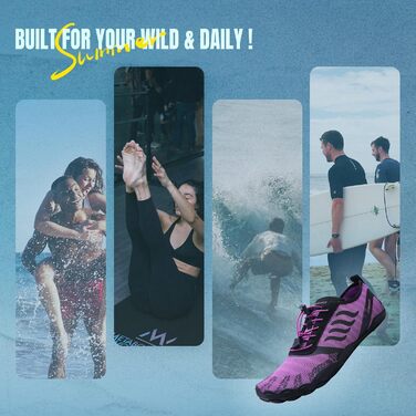 Взуття для плавання та фітнесу WateLves: зручні аквашузи з широкою носовою коробкою (фіолетовий, 38 EU)