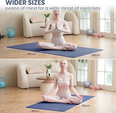 Килимок для йоги Narwhal XXL, TPE, 190x80 см, антиковзаюча, спортивний, тренувальний, для фітнесу, зелено-чорний