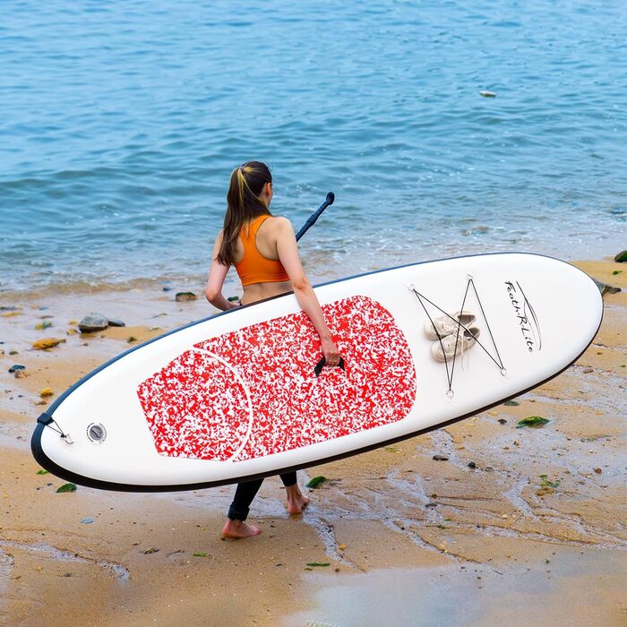 Надувний SUP Paddleboard FunWater для дорослих. Комплект: весло, насос, рюкзак, лінія. Зелено-білий (10' структура мармуру рожева)