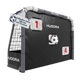 Ворота футбольні HUDORA RoCo 2-в-1 з торговою стінкою (180x120 см) - для дітей та дорослих, складні, стійкі, з рахунком та змінними цілями