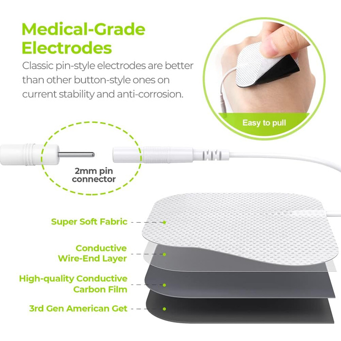 AUVON TENS Пристрій для електростимуляції, з 24 програми, 2 канали, 10 електродів, для зняття болю