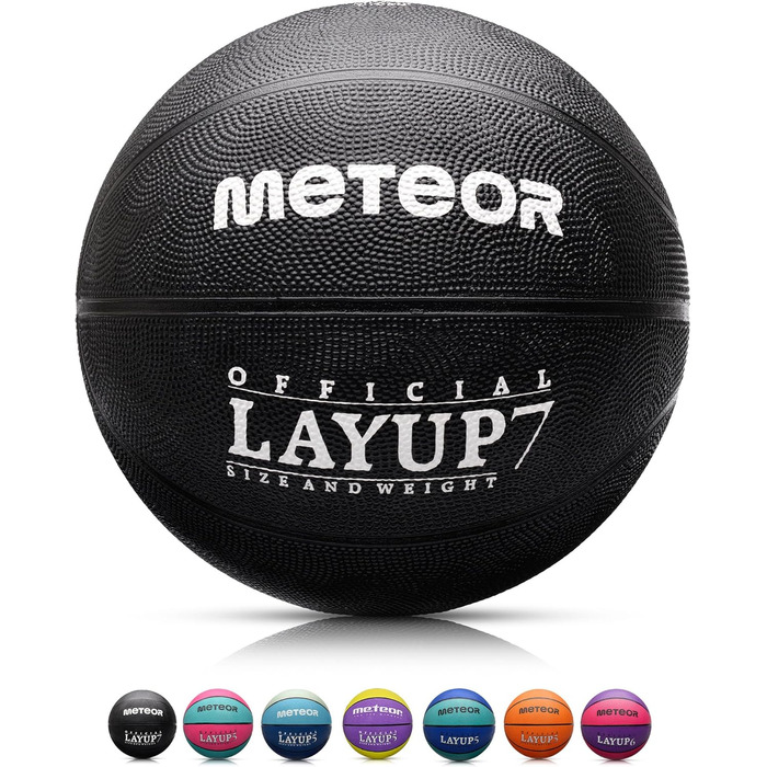 М'яч для баскетболу Meteor Layup Kinder Mini розмір 7 (чорний) - ідеальний для дітей 4-8 років, для тренувань