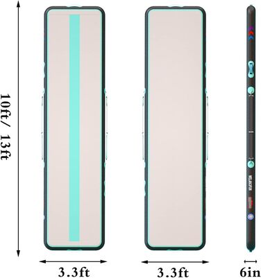 Гімнастичний надувний мат Air Matte 300x100x20 см з насосом, 15/20 см, 3/4/5/6 м для йоги, дому, акробатики, залу та черлідингу (зелена)