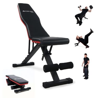Багатофункціональна складана лава для гантелей Mobiclinic Flexfit, регульована спинка та сидіння, витримує до 120 кг, для тренувань вдома