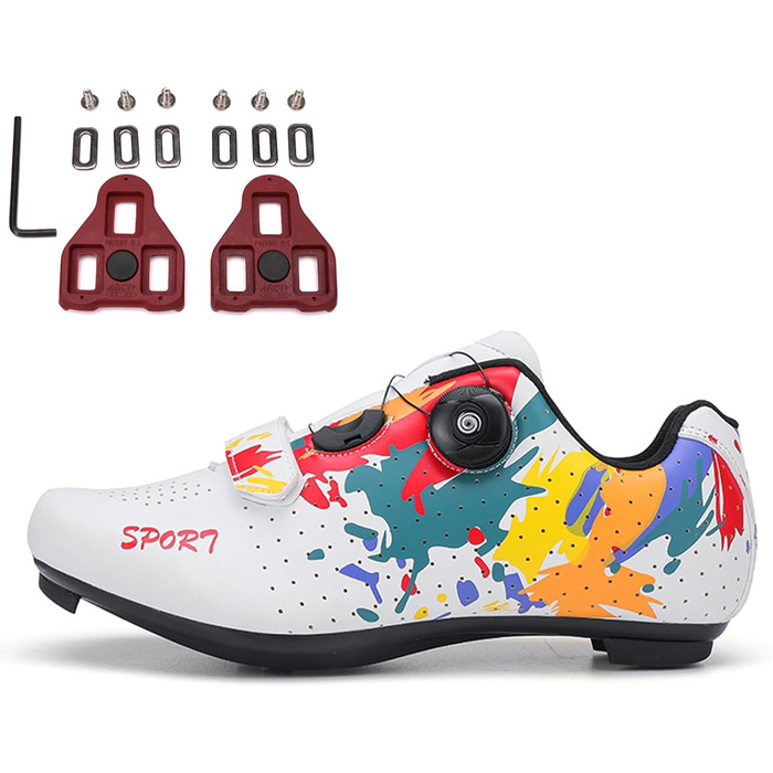 Велосипедні шкарпетки SDEQA для чоловіків та жінок: дихаючі велотуфлі для педалей Look SPD SPD-SL Delta Lock, розмір 36 EU, білий колір