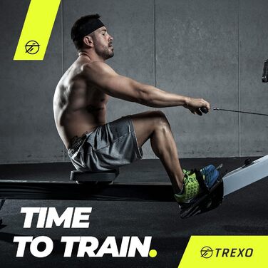 Веслувальний тренажер TREXO RM100 з магнітною системою опору, маховик 3,5 кг, лічильник, білий, ергометр, стійка конструкція