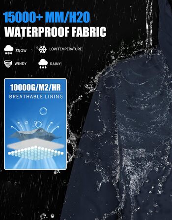 Чоловіча лижна куртка водонепроникна, тепла, дихаюча, для сноуборду та гірськолижного спорту, з капюшоном, Outdoor, темно-синій, розмір S