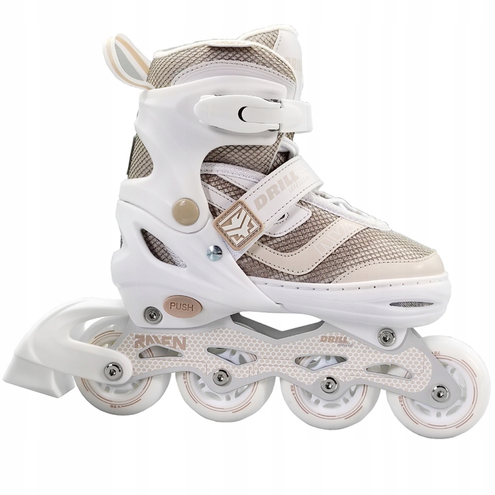 Регульовані роликові коньки RAVEN Drill White/Coffee, розмір 38-42