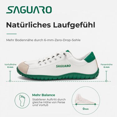 Мінімалістичні кросівки barefoot SAGUARO унісекс з широким носком та підошвою Zero Drop для повсякденного носіння, роботи та подорожей, колір зелений, розмір 43 EU