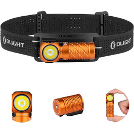 Ліхтар налобний Olight Perun 3 Mini LED, 920 люмен, перезаряджається, з червоним світлом, 8 режимів, IPX8, для активного відпочинку, риболовлі, чорний (оранжевий)