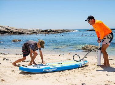 Дитяча надувна SUP-дошка THURSO SURF Wunderkind 228×76×10 см, двошарова, з веслом із карбоновим держаком, 3 плавниками, шнурком і рюкзаком, бірюзова