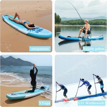 Надувний SUP дошка CASSILANDO Stand Up Paddle Board 335см з аксесуарами та сумкою для перенесення. Підходить для йоги, риболовлі, серфінгу, для дорослих та підлітків.