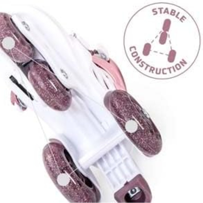 Дитячі ролики Cariboo для початківців, регульовані, 2 розміри, з навчальними колесами, рожеві, для дівчаток, балерина (31-35, рожево-сливовий)