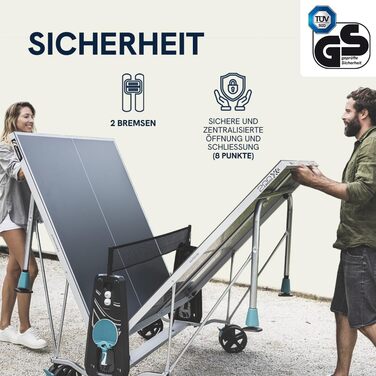 Стіл для тенісу Cornilleau 200x: вуличний, складаний, стійкий до погодних умов, 5 мм меламінова смола, синій/сірий, турнірний розмір