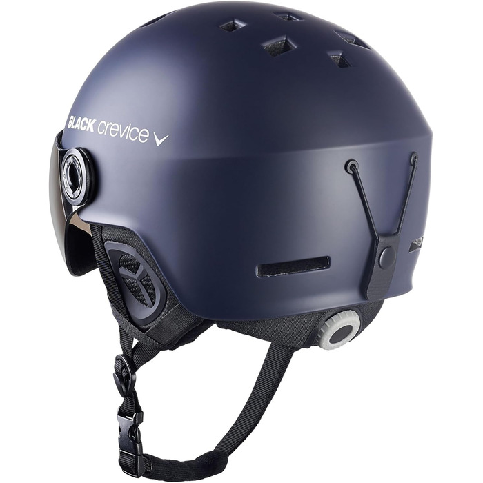 Шолом гірськолижний BLACK CREVICE Gstaad з візором (navy/white) | Полікарбонат, регулювання розміру, дихаючий | для чоловіків та жінок