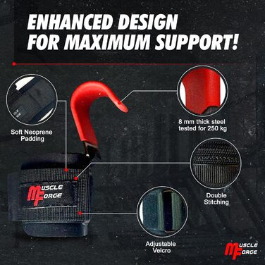 Набори для тяги з гаком для чоловіків, 2 шт. - для важкої атлетики та пауерліфтингу, 8 мм