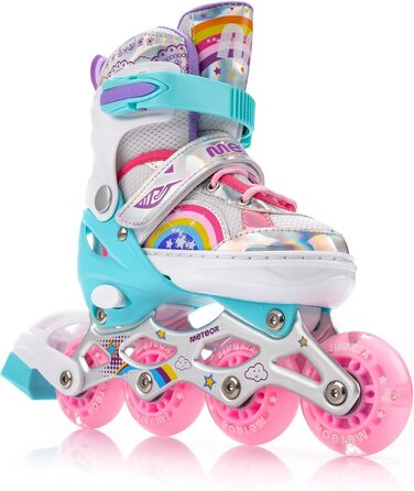 Дитячі ролики-інлайнери LED з регулюванням, кольорові, з підсвічуванням, для перших спроб катання, з батютком