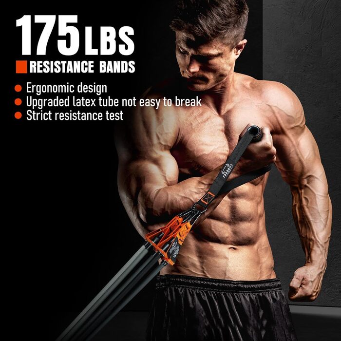 Стрічки для фітнесу з набором ручок, 79,4 кг, для силових тренувань, йоги, дому та фітнесу