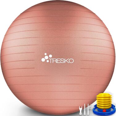 Гімнастичний м'яч TRESKO 75 см, BPA-free, з насосом, для фітнесу, йоги, пілатесу, вагітних, антивибуховий, до 300 кг, коралово-рожевий (для зросту 175-185 см)