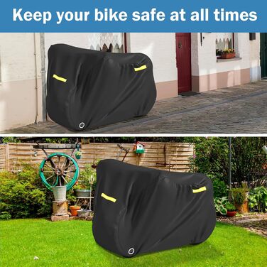 Водонепроникний чохол для велосипеда, захисна покриття з світловідбиваючими смугами, 420D Oxford, чорний, для 2 велосипедів (210x112x112 см)