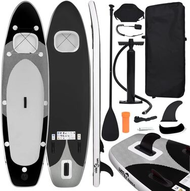 Надувна SUP-дошка для дорослих vidaXL, 330x76x10 см, чорна, комплект для сапсерфінгу з веслом