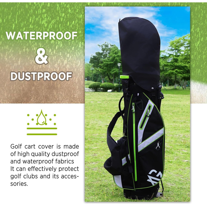 Легка сумка для гольфу на штативі з 8-камерною підкладкою для чоловіків та жінок, преміум сумка для гольфу з дощовим чохлом, кишенькою для охолодження та набором аксесуарів для гольфу, чорна