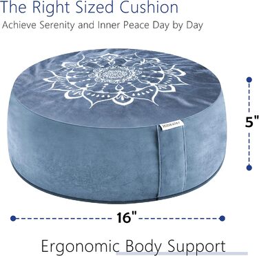 Традиційне медитаційне подушечка Hihealer з додатковим оксамитовим чохлом – великий тибетський Zafu, наповнений лушпинням гречанки, для йоги та медитації (синій & рожевий)