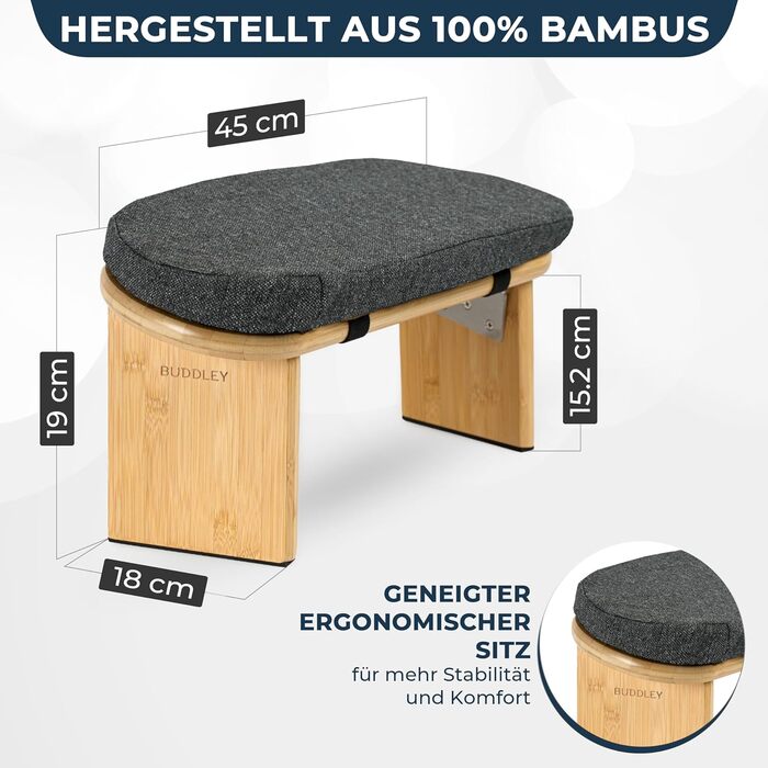 Складаний пуф для медитації Buddley з подушкою, ергономний стільчик для йоги та медитації