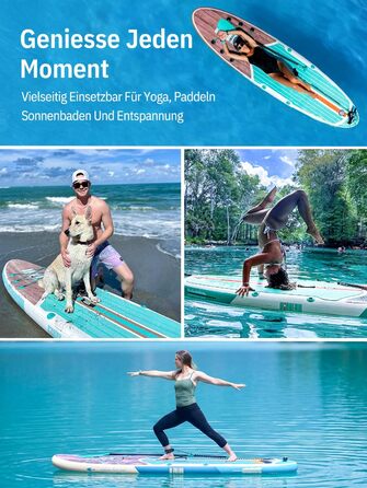 Надувне SUP-борд Niphean Stand Up Paddle Board з сидінням та аксесуарами, 320 см, для всіх рівнів, вантажопідйомність 200 кг (2 особи), Floral Symphony з StabilTrac-фіном