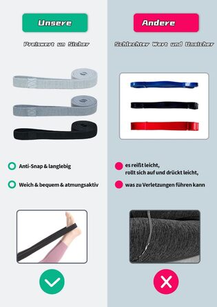 Стрічки для фітнесу з тканини, тренувальні стрічки для пілатесу, набір 3 шт. Стійкі до ковзання, спортивні стрічки для фітнесу, силові тренування, стрічки опору, сірі, темно-сірі, чорні