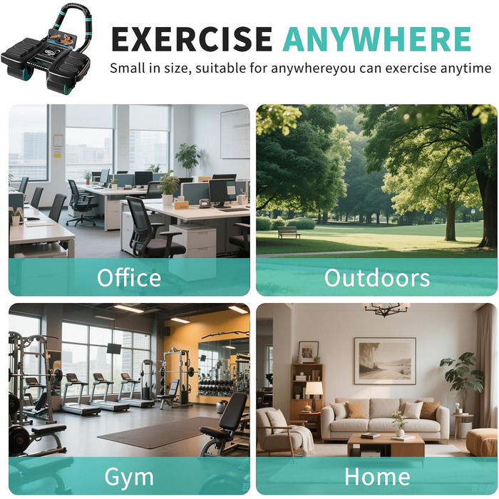 Ролик для пресу на 4 колесах - тренажер для кора з автоматичним відскоком, підтримка ліктів, для дому та фітнесу