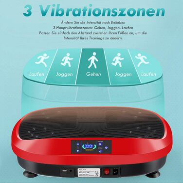 Вібраційна платформа 4D з Bluetooth, 120 рівнів інтенсивності, 6 програм тренувань, для дому, масаж, спортивне обладнання, чорно-червоний