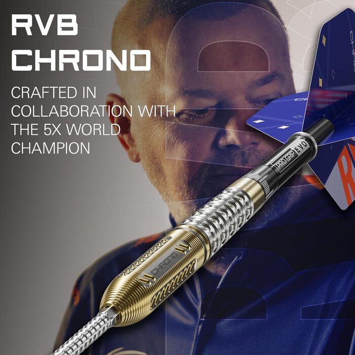 Дротики для дартсу Target Raymond Van Barneveld Chrono Swiss Point, 95% вольфраму, 21/23/25 г, кейс, запасні хвости та голки