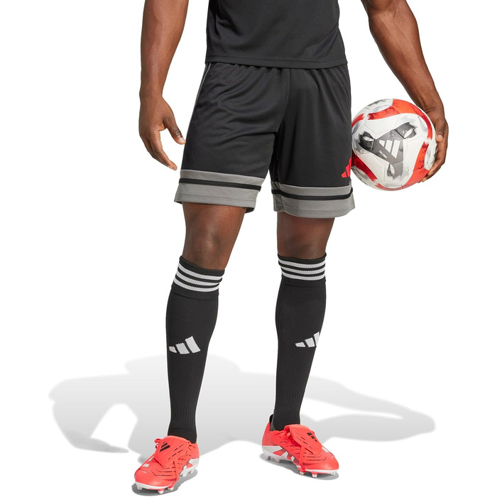 Чоловічі футбольні шорти adidas Squadra 25, чорні (Black/Team Grey Four/Pure Ruby), розмір XS