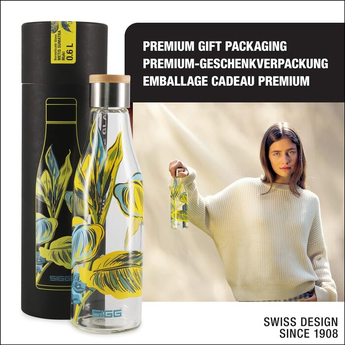 Скляна пляшка для води SIGG Metis Sumatra 0.6 л, без пластику, герметична, термостійка, BPA-free, співпраця з One Tree Planted