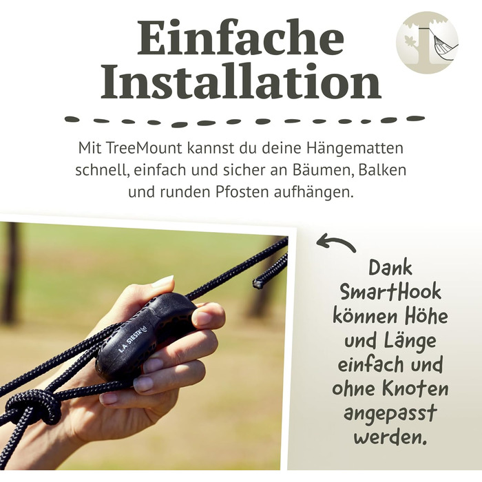 Гамак LA SIESTA® Brisa: ручної роботи з Колумбії, 160 см, для дому та відпочинку на природі (Sea Salt, для двох, з кріпленням до дерева/стовпа)