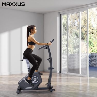 Велотренажер MAXXUS 4.2 з магнітною системою гальмування, 160 кг, 12 програм, 16 рівнів навантаження, 9 кг маховик, LCD-дисплей, Bluetooth, домашній фітнес-велосипед