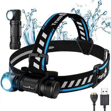 Ліхтар на голову LED TrustFire MC18 - 1200 Люмен, водонепроникний, 5 режимів, для бігу, з налобним ремінком, синій/чорний