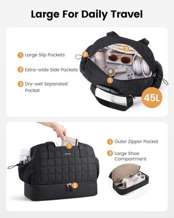 LOVEVOOK Спортивна сумка-рюкзак 35л, водонепроникна, для подорожей, авіаперельоти, чорна