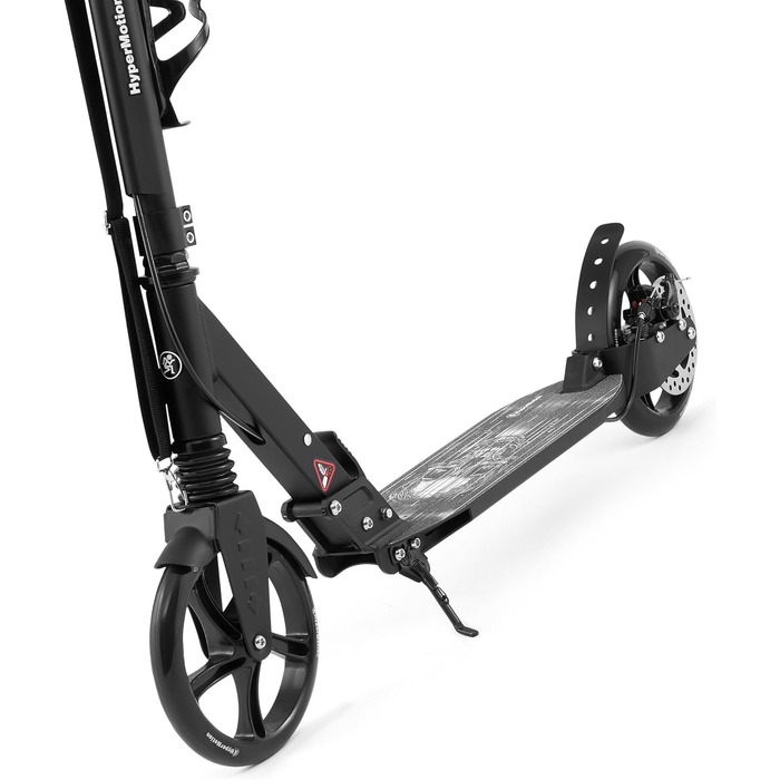 Самокат дитячий та підлітковий HyperMotion Vibe алюмінієвий, до 100 кг, складний, з регульованим кермом, колеса 200 мм, підшипники ABEC-7, чорний з дизайном черепа