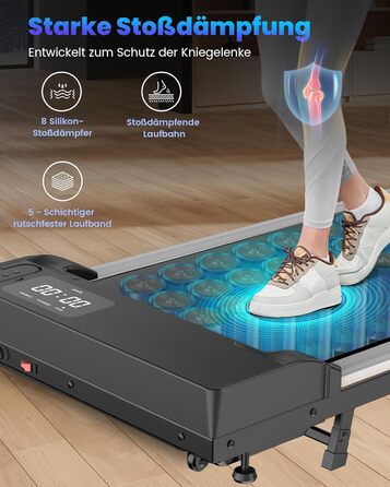Електрична бігова доріжка для дому з нахилом, Walking Pad із пультом ДК, LED-дисплей, для офісу та дому, 2.5 к.с., швидкість 0.97-6.11 км/год, вантажопідйомність 120 кг