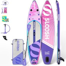 Надувна SUP-дошка SLOOSH 11'6'' з преміум аксесуарами, нековзким EVA покриттям, ультралегкою сумкою та насосом, для підлітків і дорослих, колір фуксія