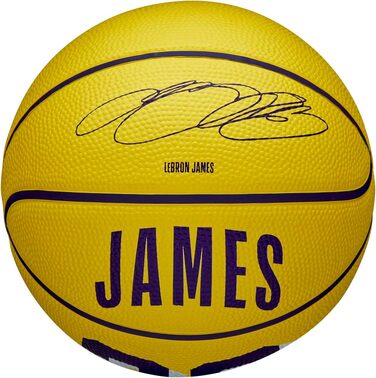 Баскетбольний м'яч WILSON NBA Player Icon, розмір 7 та міні 3, для вулиці, Лос-Анджелес Лейкерс