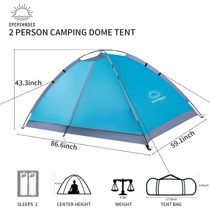 Купол намет для кемпінгу на 1-2 особи, легкий, портативний, водонепроникний, армійного кольору (зелений/синій)