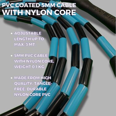 Стрибкове канат Elevate Rope Professional з перлами - 3м, регульований, якісні перлини та полішнур - для фрістайлу, кардіо та трюків, підходить для всіх рівнів, для використання в приміщенні та на вулиці (Blue/Black)