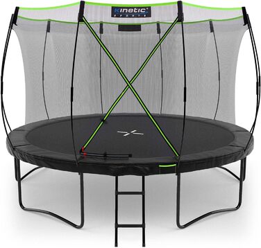 Кінь-стрибун KINETIC SPORTS Ultimate Pro Ø 244/305/366/427 см – сертифікат TÜV Rheinland GS, з драбиною, скловолоконна сітка, для саду, дизайн 