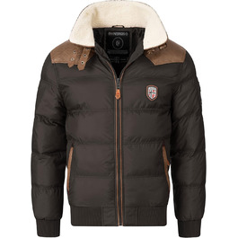 Чоловіча зимова куртка Geographical Norway Steppjacke - тепла анорак з підкладкою для активного відпочинку, катання на лижах та сноуборді, комплект з шапкою UD, колір: чорний