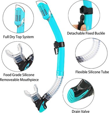 Набір для снорклінгу для дорослих з ластами, маскою та сухим снорклом, у комплекті сумка
